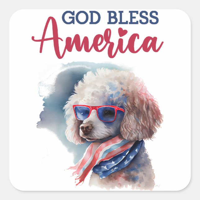 Patriotic Dog-Poodle Square Sticker (Front)