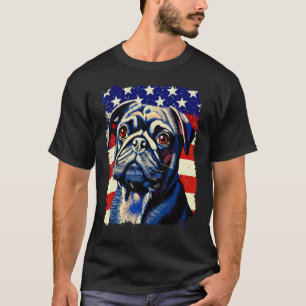 Patriotic Dog Pug 4th of July T-Shirt