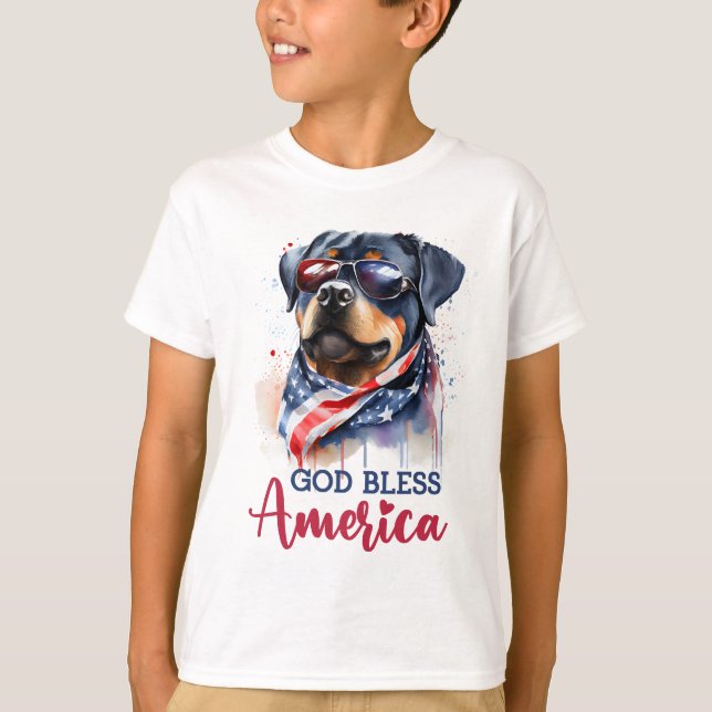 Patriotic Dog-Rottweiler T-Shirt (Front)