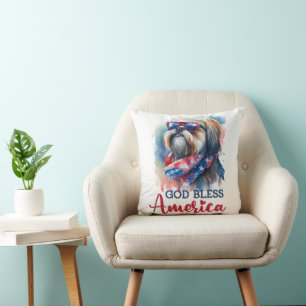 Patriotic Dog-Shih tzu Cushion
