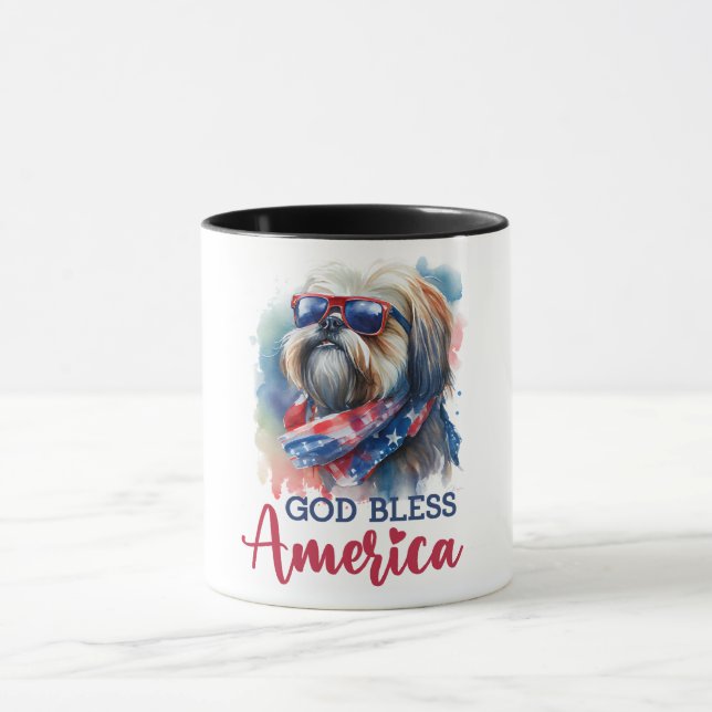 Patriotic Dog-Shih tzu Mug (Center)