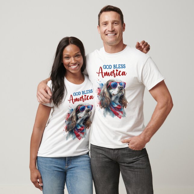 Patriotic Dog-Spaniel T-Shirt (Unisex)