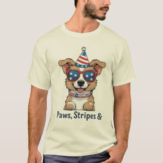 Patriotic Dog Sunglasses 4th of July T-Shirt – Cut