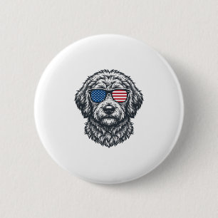 Patriotic Dog Sunglasses Vintage 6 Cm Round Badge