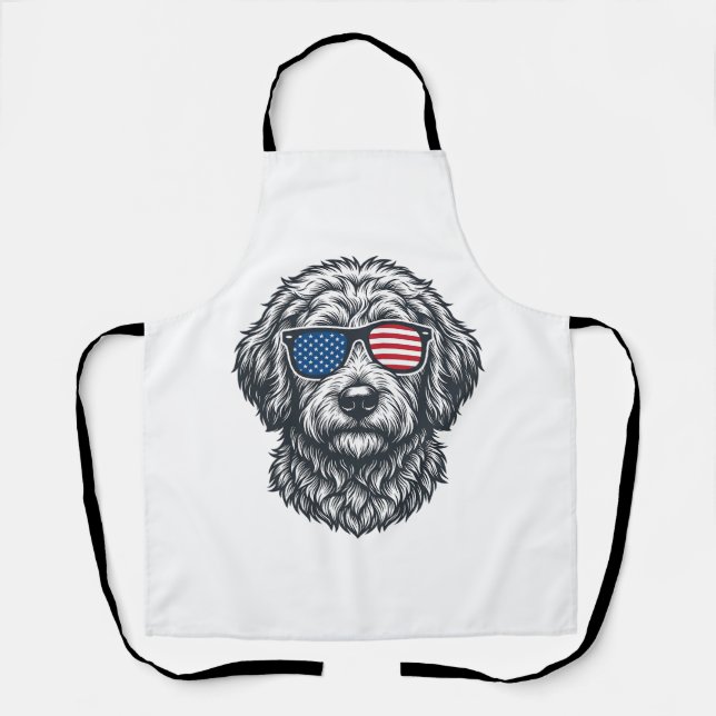 Patriotic Dog Sunglasses Vintage Apron (Front)