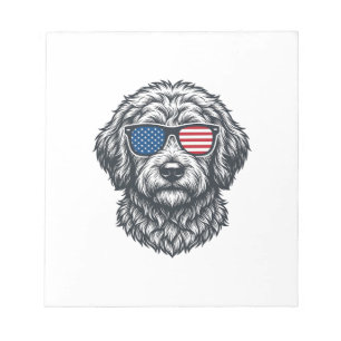 Patriotic Dog Sunglasses Vintage Notepad