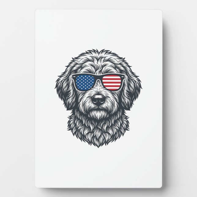 Patriotic Dog Sunglasses Vintage Plaque (Front)