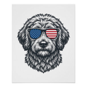 Patriotic Dog Sunglasses Vintage Poster