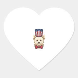 Patriotic Dog Top Hat Vintage Vector Design_1 Heart Sticker