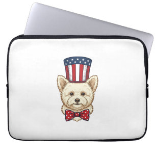 Patriotic Dog Top Hat Vintage Vector Design_1 Laptop Sleeve