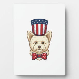 Patriotic Dog Top Hat Vintage Vector Design_1 Plaque