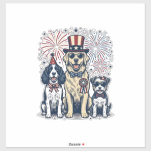 Patriotic Dog Trio Vintage Engraving Shirt Design_