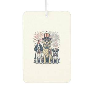 Patriotic Dog Trio Vintage Engraving Shirt Design_ Car Air Freshener