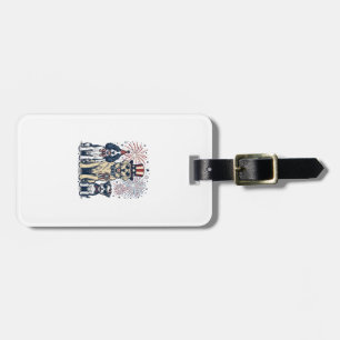 Patriotic Dog Trio Vintage Engraving Shirt Design_ Luggage Tag