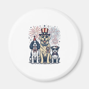 Patriotic Dog Trio Vintage Engraving Shirt Design_ Magnet