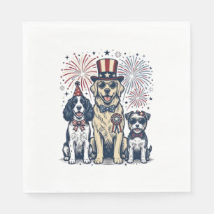 Patriotic Dog Trio Vintage Engraving Shirt Design_ Napkin