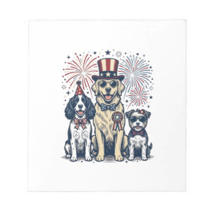 Patriotic Dog Trio Vintage Engraving Shirt Design_ Notepad