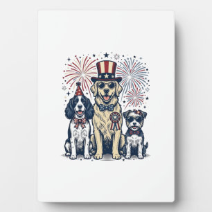 Patriotic Dog Trio Vintage Engraving Shirt Design_ Plaque