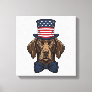Patriotic Dog Vintage Engraving Shirt Design_1 Canvas Print