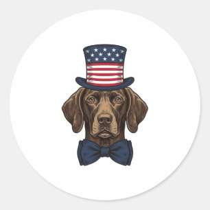 Patriotic Dog Vintage Engraving Shirt Design_1 Classic Round Sticker