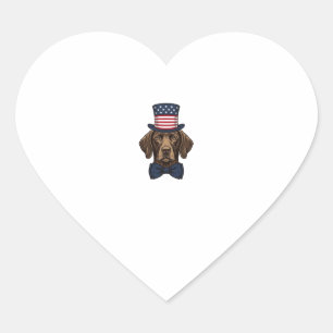 Patriotic Dog Vintage Engraving Shirt Design_1 Heart Sticker