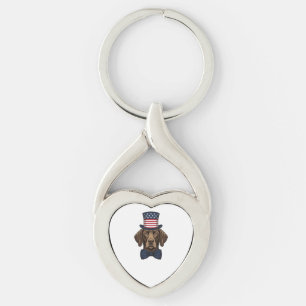 Patriotic Dog Vintage Engraving Shirt Design_1 Key Ring