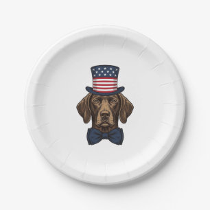 Patriotic Dog Vintage Engraving Shirt Design_1 Paper Plate