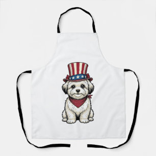 Patriotic Dog Vintage Engraving Vector Design_1 Apron