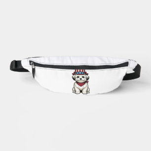 Patriotic Dog Vintage Engraving Vector Design_1 Bum Bags