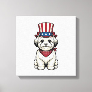 Patriotic Dog Vintage Engraving Vector Design_1 Canvas Print
