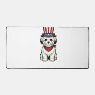 Patriotic Dog Vintage Engraving Vector Design_1 Desk Mat