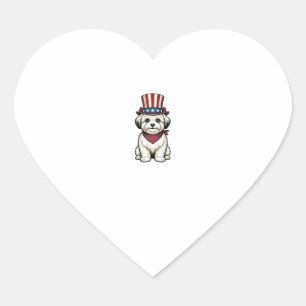 Patriotic Dog Vintage Engraving Vector Design_1 Heart Sticker