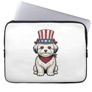 Patriotic Dog Vintage Engraving Vector Design_1 Laptop Sleeve