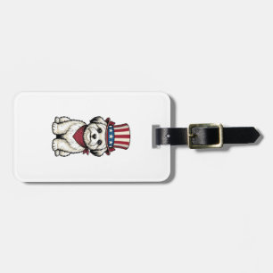 Patriotic Dog Vintage Engraving Vector Design_1 Luggage Tag