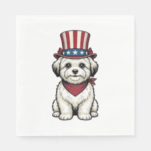 Patriotic Dog Vintage Engraving Vector Design_1 Napkin