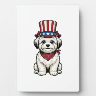 Patriotic Dog Vintage Engraving Vector Design_1 Plaque