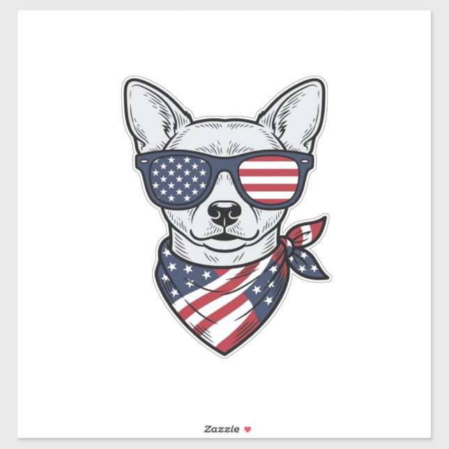 Patriotic Dog with Flag Sunglasses Vintage Vector  (Sheet)
