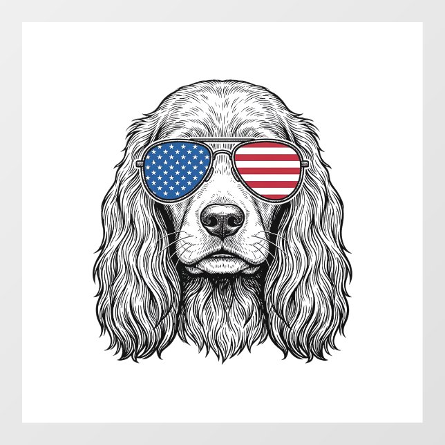 Patriotic Dog with Flag Sunglasses Vintage Vector_ (Sheet)