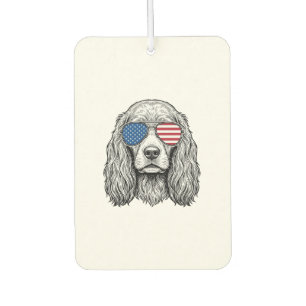 Patriotic Dog with Flag Sunglasses Vintage Vector_ Car Air Freshener