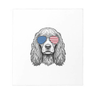 Patriotic Dog with Flag Sunglasses Vintage Vector_ Notepad