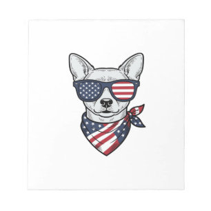 Patriotic Dog with Flag Sunglasses Vintage Vector  Notepad