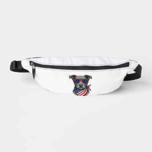 Patriotic Dog With Sunglasses Vintage Shirt Design Bum Bags