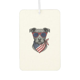 Patriotic Dog With Sunglasses Vintage Shirt Design Car Air Freshener