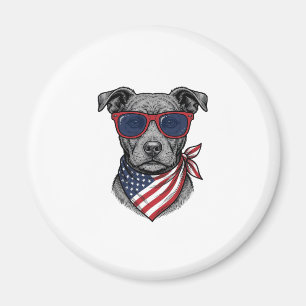 Patriotic Dog With Sunglasses Vintage Shirt Design Magnet