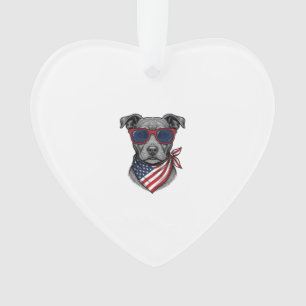 Patriotic Dog With Sunglasses Vintage Shirt Design Ornament