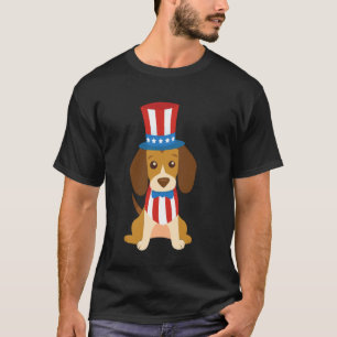 Patriotic Dog with USA Hat and Bowtie T-Shirt