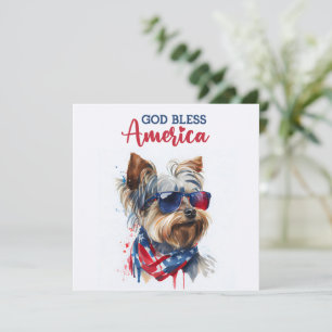 Patriotic Dog-Yorkie 4th of July Card