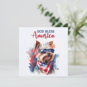 Patriotic Dog-Yorkie 4th of July Card