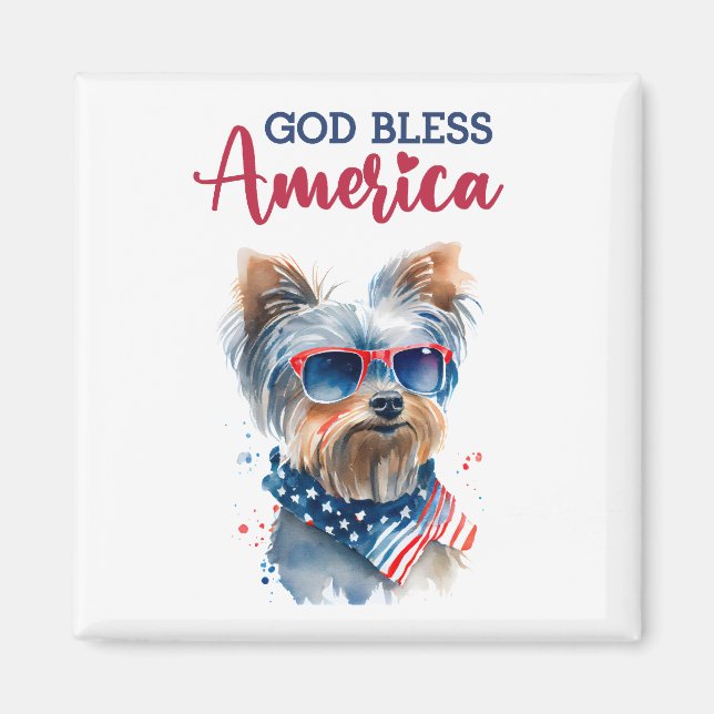 Patriotic Dog-Yorkie Magnet (Front)