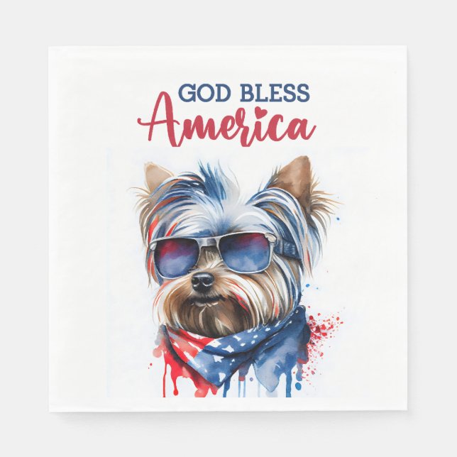 Patriotic Dog-Yorkie Napkin (Front)